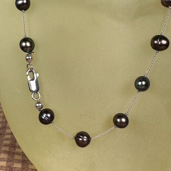 NEW Genuine Pearl Tin Cup Style Necklace with Silver Clasp - Picture 3 of 5